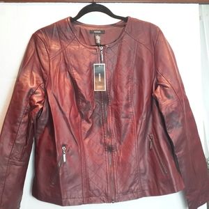 NWT/ Alfani Faux Leather Full Zip Jacket Size L